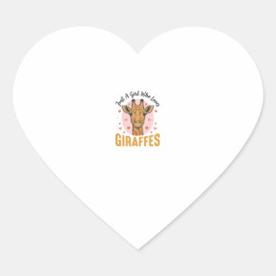Girl Who Loves Giraffes Vintage Engraving Design_1 Heart Sticker