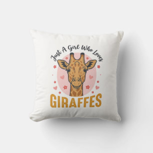Girl Who Loves Giraffes Vintage Engraving Design_1 Throw Pillow