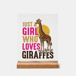 Girl Who Loves Giraffes Vintage Giraffe Shirt Desi Acrylic Sign