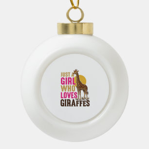 Girl Who Loves Giraffes Vintage Giraffe Shirt Desi Ceramic Ball Christmas Ornament