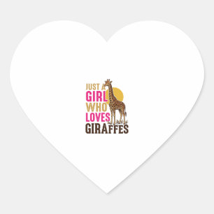 Girl Who Loves Giraffes Vintage Giraffe Shirt Desi Heart Sticker