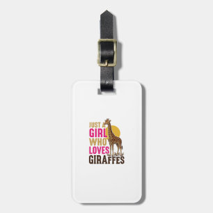 Girl Who Loves Giraffes Vintage Giraffe Shirt Desi Luggage Tag