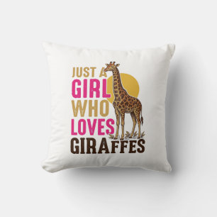 Girl Who Loves Giraffes Vintage Giraffe Shirt Desi Throw Pillow