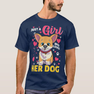Girl Who Loves Her Dog Cute Corgi T-Shirt