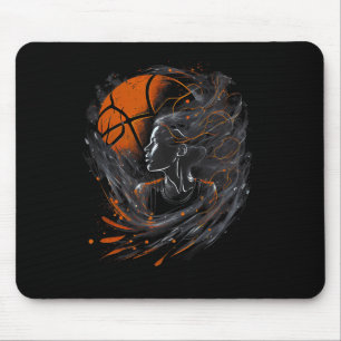 Girl Who Plays Basketball Graphic for Women and Gi Mouse Pad