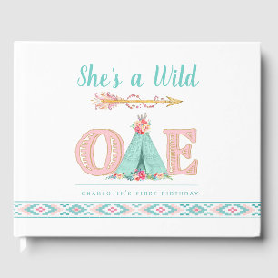 Girl Wild One First Birthday Party Guest Book