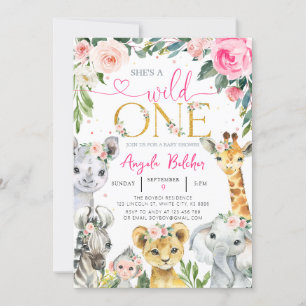 Girl Wild One Jungle Animals Invitation