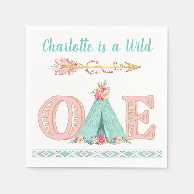 Girl Wild One Paper Napkins (Front)