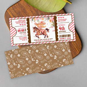 girl wild west cowgirl birthday ticket invitation