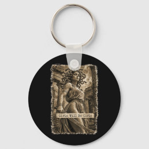 Girl Will Be Girls Medusa Feminist Witch Monster Keychain