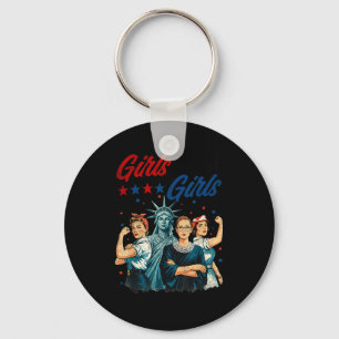 Girl Will Girls Patriotic Feminist Keychain