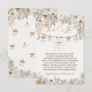 Girl Winter Floral Baby Shower Thank You Card