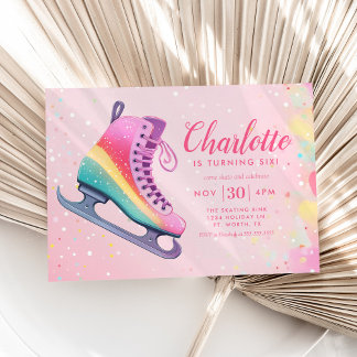 Girl Winter Ice Skating Birthday Party Invitation