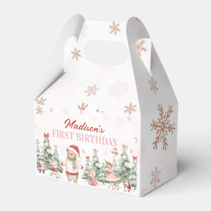 Girl Winter Onederland Woodland Animals Birthday Favor Box