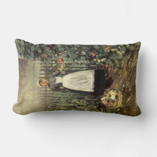 Girl With a Basket of Vegetables in a Garden Lumbar Pillow