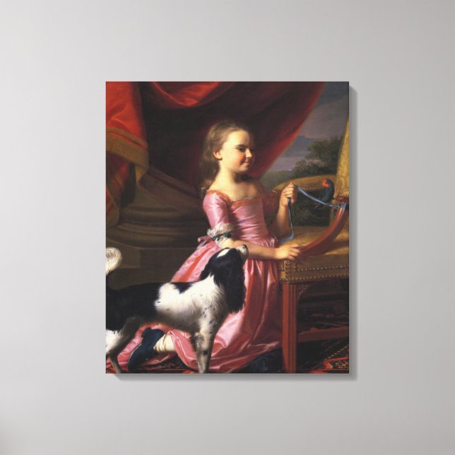 Girl with a Bird and a Dog (John Singleton Copley) Canvas Print (Front)
