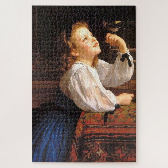 Girl with a Bird (by William-Adolphe Bouguereau) Jigsaw Puzzle (Vertical)