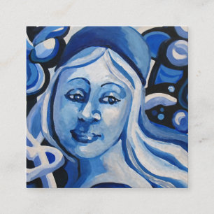 Girl with a blue hat calling card