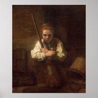 Girl with a Broom - Rembrandt Fine Art Poster