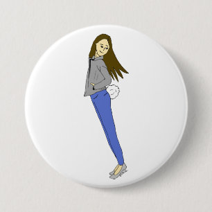 girl with a bunny tail 3 inch round button