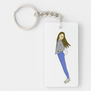 girl with a bunny tail  keychain