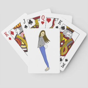 girl with a bunny tail playing cards