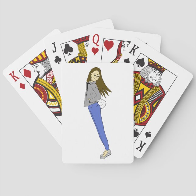 girl with a bunny tail playing cards (Back)