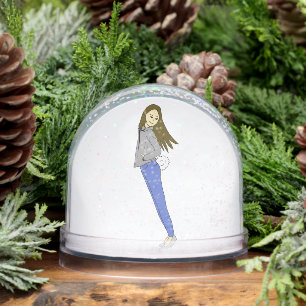 girl with a bunny tail   snowglobe