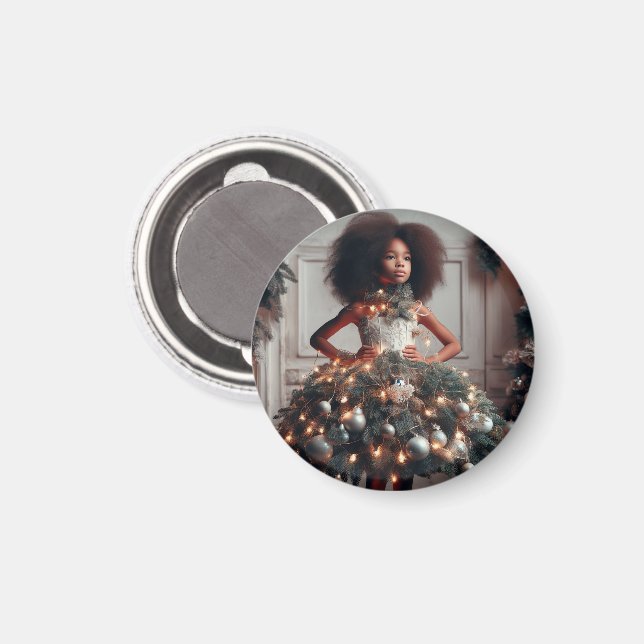 Girl with a Christmas tree dress Magnet (Front/Back)