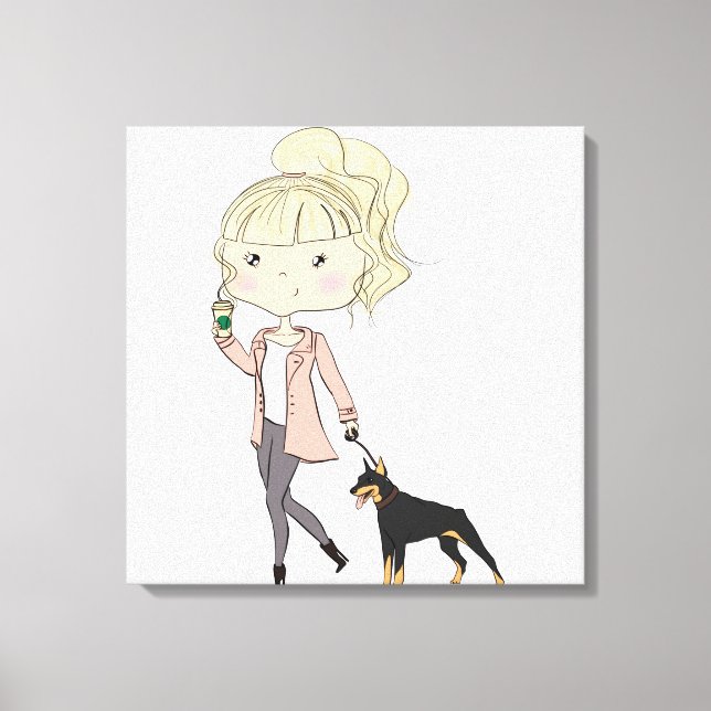 Girl With A Dog Canvas Print (Front)
