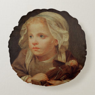 Girl with a Doll Round Pillow