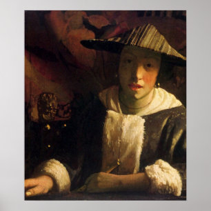 Girl with a flute by Johannes Vermeer Poster
