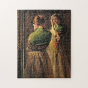 Girl With a Green Shawl (by Joseph DeCamp) Jigsaw Puzzle