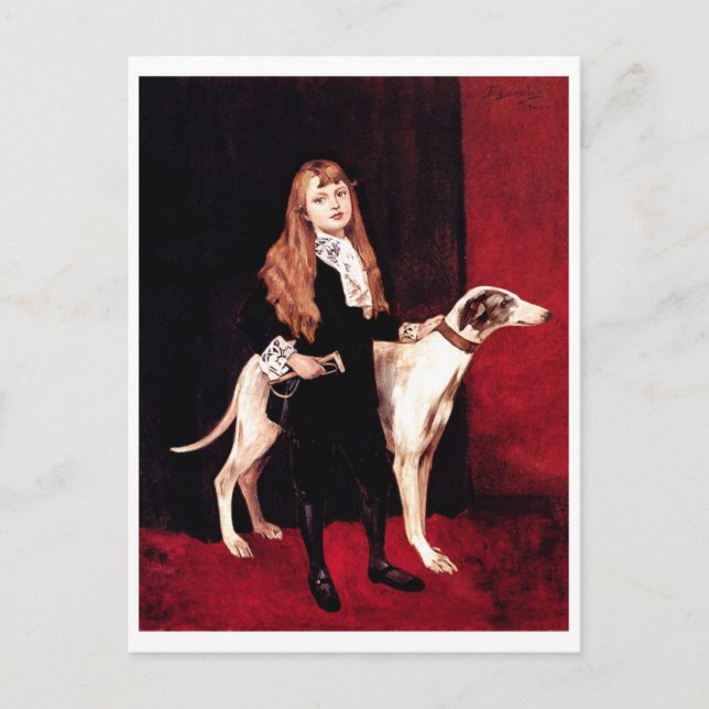 Girl With a Greyhound Postcard (Front)
