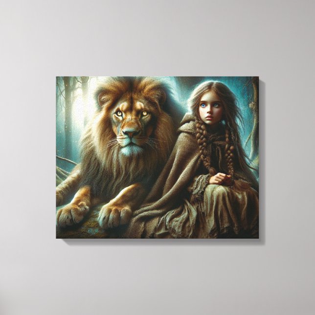 Girl with a Lion Canvas Print (Front)