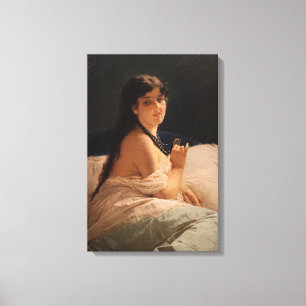 Girl with a Medallion (by Gerolamo Induno) Canvas Print