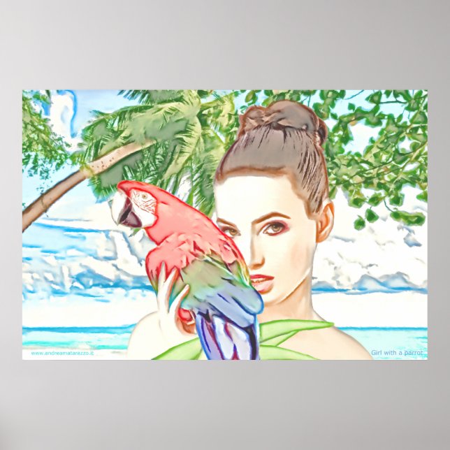 Girl with a parrot  poster (Front)