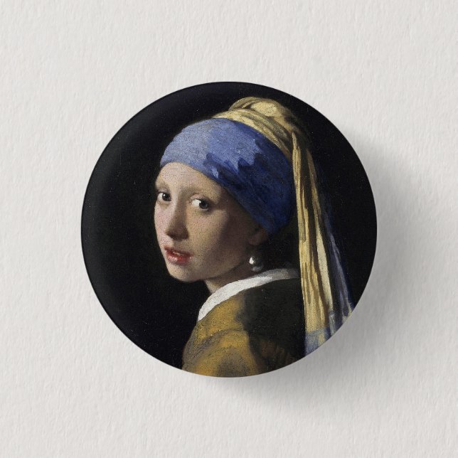 Girl with a Pearl Earring 1 Inch Round Button (Front)