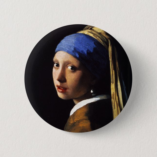 Girl with a Pearl Earring 2 Inch Round Button (Front)