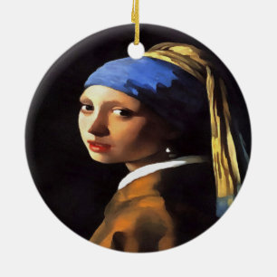 Girl with a Pearl Earring After Johannes Vermeer Ceramic Ornament