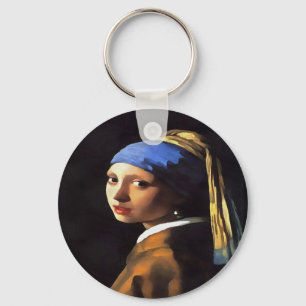 Girl with a Pearl Earring After Johannes Vermeer Keychain