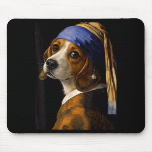 Girl with a pearl earring beagle funny dog meme  mouse pad