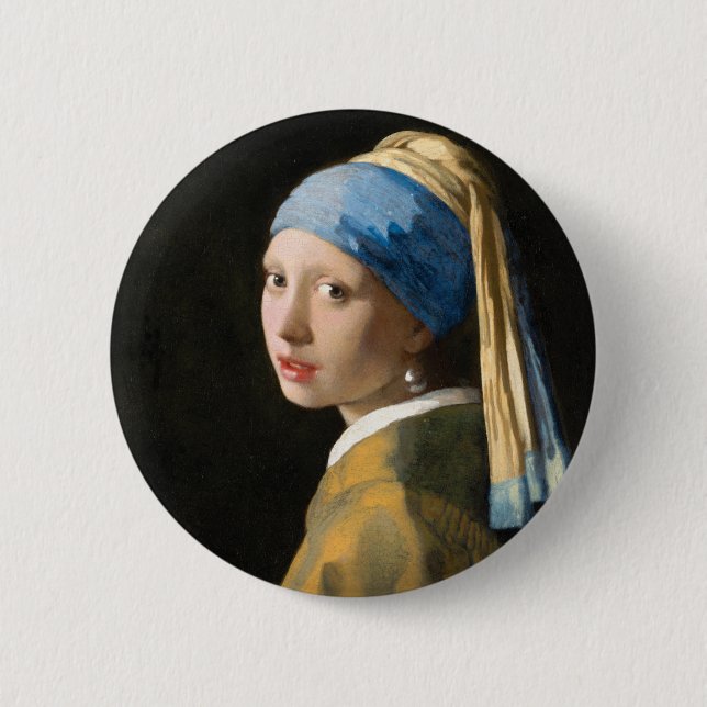 Girl with a Pearl Earring by Johannes Vermeer 2 Inch Round Button (Front)