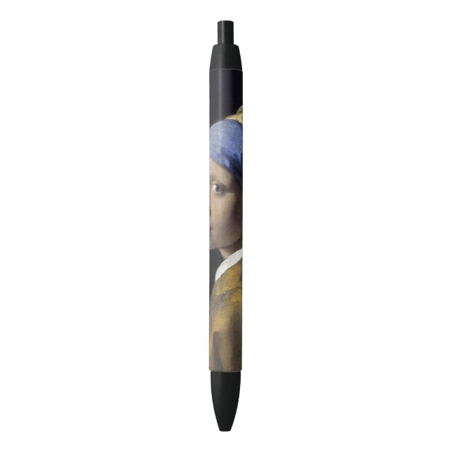 Girl with a Pearl Earring by Johannes Vermeer Black Ink Pen (Front Vertical)