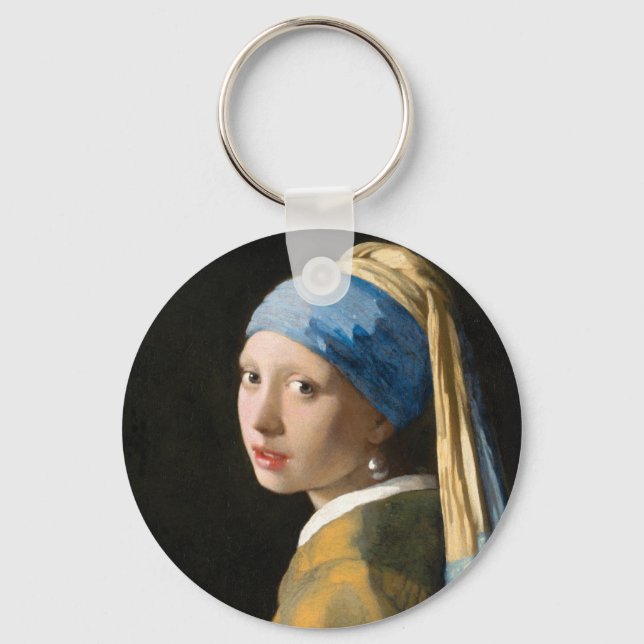 Girl with a Pearl Earring by Johannes Vermeer Keychain (Front)