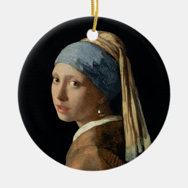 Girl with a Pearl Earring, c.1665-6 (oil on canvas Ceramic Ornament (Front)