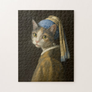 Girl with a Pearl Earring Cat Jigsaw Puzzle