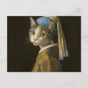 Girl with a Pearl Earring Cat                      Postcard