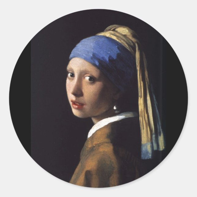 Girl with a Pearl Earring Classic Round Sticker (Front)