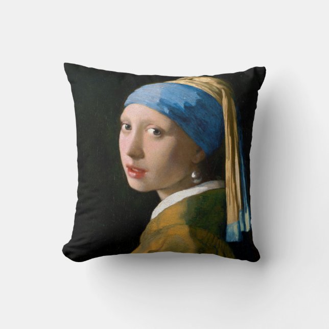 Girl with a Pearl Earring, Johannes Vermeer, 1665 Throw Pillow (Front)